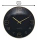 Relógio De Parede 30,5cm Por 4,5cm Quartz De Plástico Chronos Preto Com Dourado